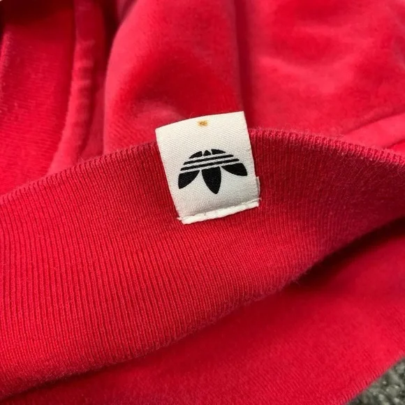 Adidas Adi Dassler Size XL Velour Track Jacket Womens Pink Trefoil Y2K 06 - Picture 6 of 8